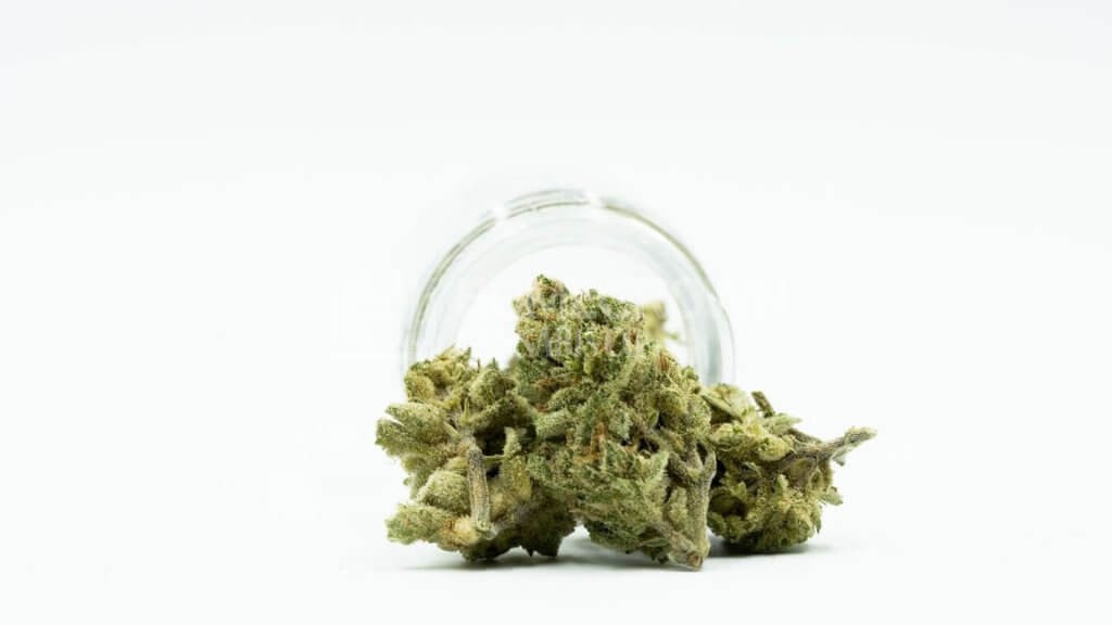 Marijuana buds in a glass jar