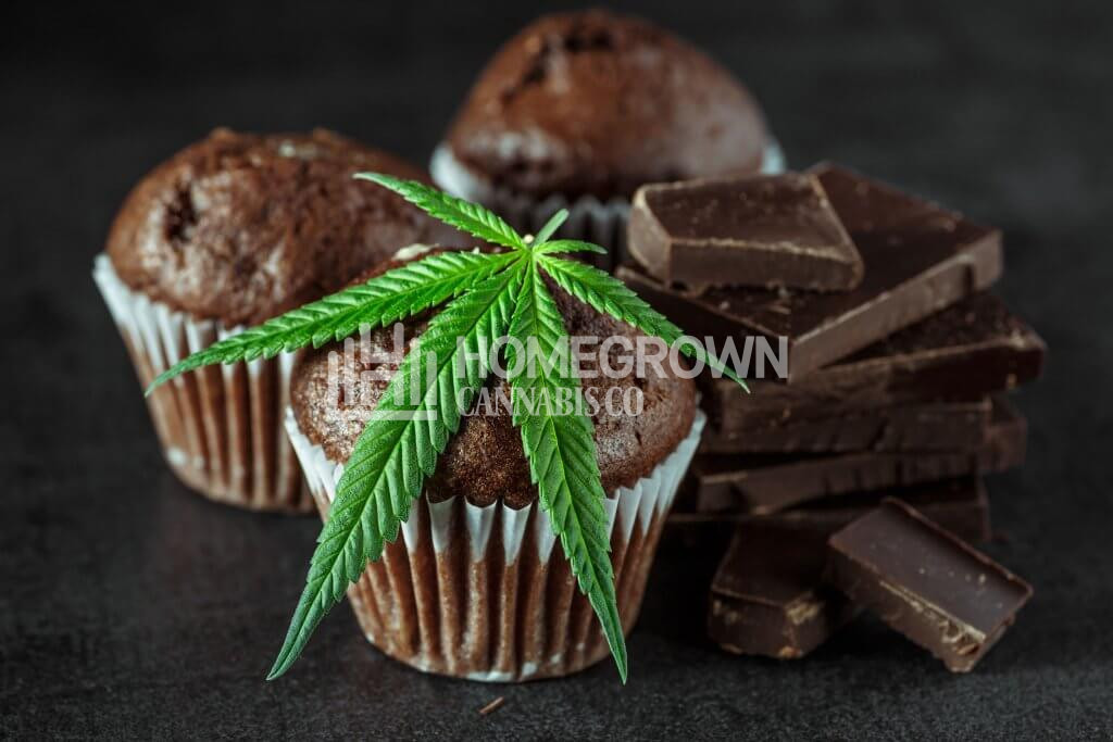 Cupcake with marijuana and chocolate