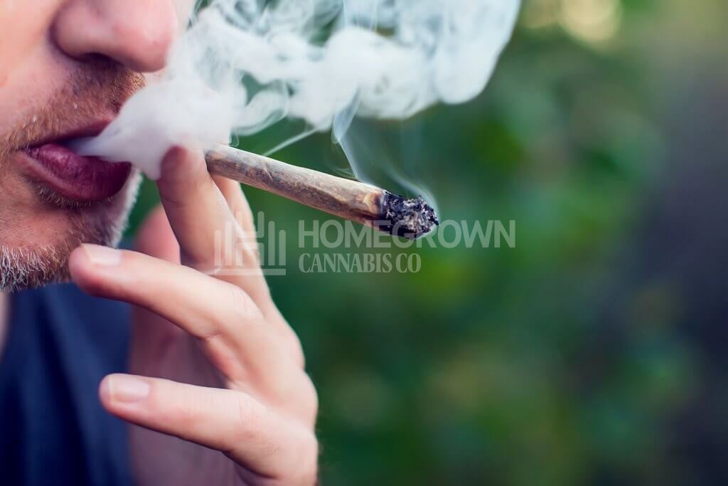 Smoking cannabis joint